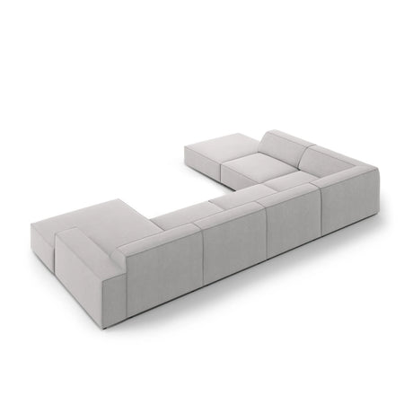 Jodie 7-Sitzer Panorama-Ecksofa, Linke Seite, aus Strukturierter Stoff (Meg363) in Hellgrau, 364x262 cm – Bild 5