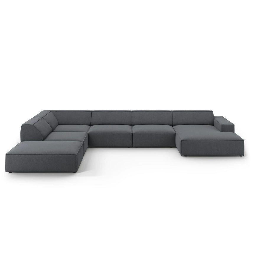 Jodie 7-Sitzer Panorama-Ecksofa, Linke Seite, aus Strukturierter Stoff (Meg367) in Dunkelgrau, 364x262 cm – Bild 1