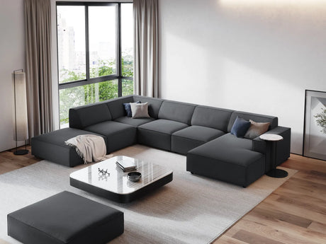 Jodie 7-Sitzer Panorama-Ecksofa, Linke Seite, aus Strukturierter Stoff (Meg367) in Dunkelgrau, 364x262 cm – Bild 2