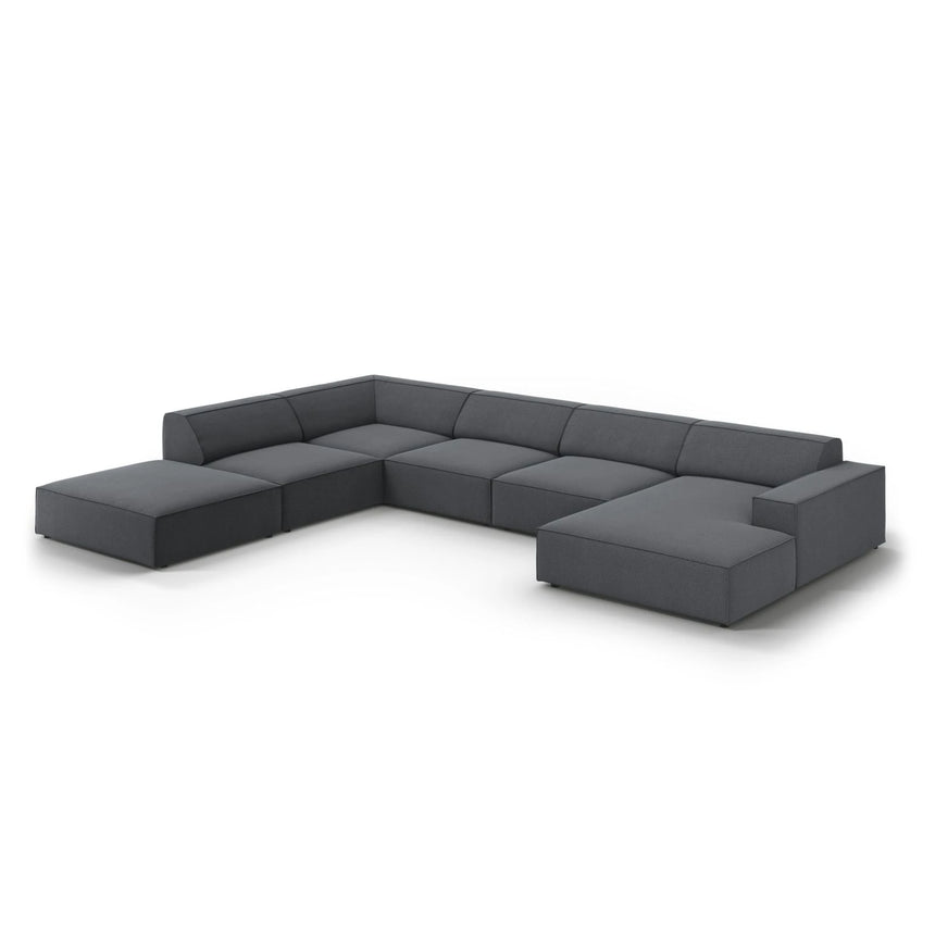 Jodie 7-Sitzer Panorama-Ecksofa, Linke Seite, aus Strukturierter Stoff (Meg367) in Dunkelgrau, 364x262 cm – Bild 4