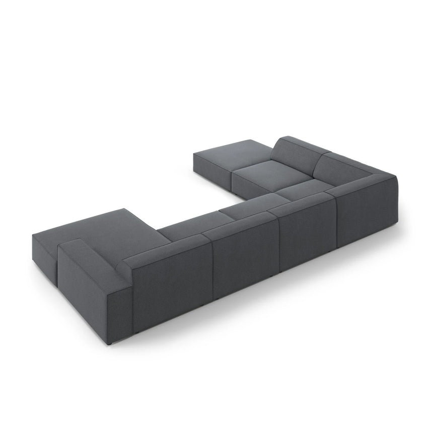 Jodie 7-Sitzer Panorama-Ecksofa, Linke Seite, aus Strukturierter Stoff (Meg367) in Dunkelgrau, 364x262 cm – Bild 5