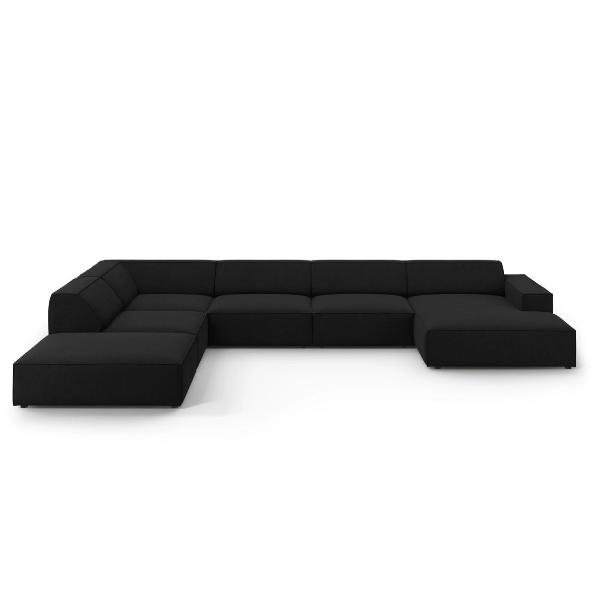 Jodie 7-Sitzer Panorama-Ecksofa, Linke Seite, aus Strukturierter Stoff (Meg368) in Schwarz, 364x262 cm – Bild 1