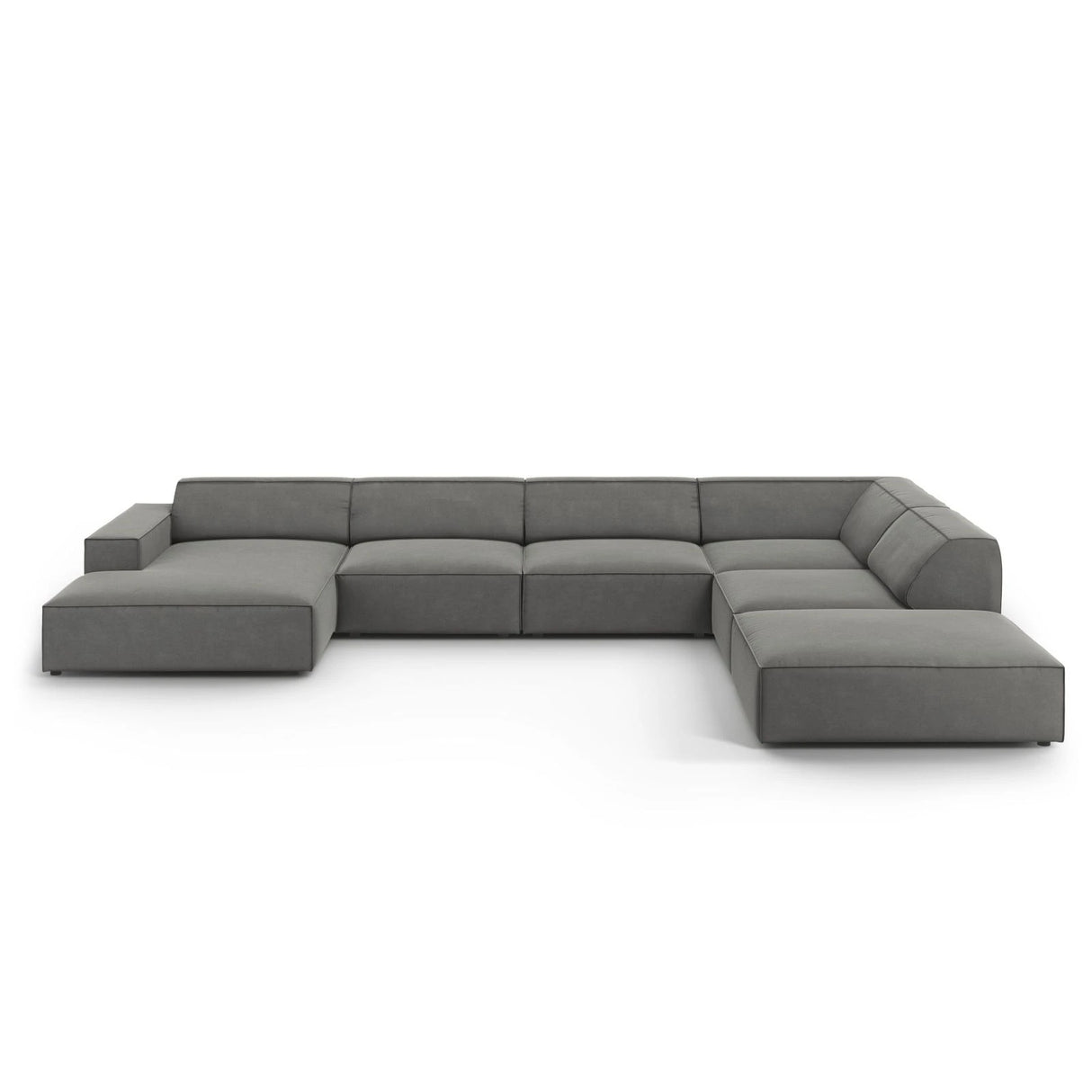 Jodie 7-Sitzer Panorama-Ecksofa, Rechte Seite, aus Samt (Blu13) in Hellgrau, 364x262 cm – Bild 1
