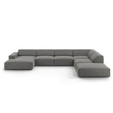 Jodie 7-Sitzer Panorama-Ecksofa, Rechte Seite, aus Samt (Blu13) in Hellgrau, 364x262 cm – Bild 1
