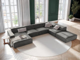 Jodie 7-Sitzer Panorama-Ecksofa, Rechte Seite, aus Samt (Blu13) in Hellgrau, 364x262 cm – Bild 2