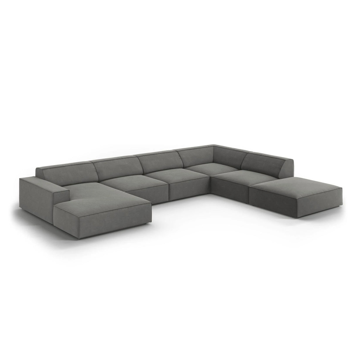 Jodie 7-Sitzer Panorama-Ecksofa, Rechte Seite, aus Samt (Blu13) in Hellgrau, 364x262 cm – Bild 4