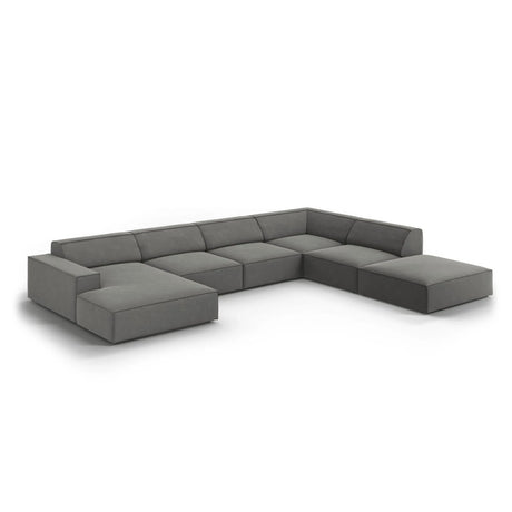 Jodie 7-Sitzer Panorama-Ecksofa, Rechte Seite, aus Samt (Blu13) in Hellgrau, 364x262 cm – Bild 4