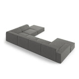 Jodie 7-Sitzer Panorama-Ecksofa, Rechte Seite, aus Samt (Blu13) in Hellgrau, 364x262 cm – Bild 5