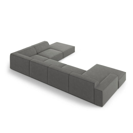 Jodie 7-Sitzer Panorama-Ecksofa, Rechte Seite, aus Samt (Blu13) in Hellgrau, 364x262 cm – Bild 5