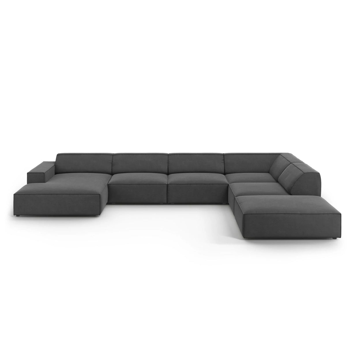 Jodie 7-Sitzer Panorama-Ecksofa, Rechte Seite, aus Samt (Blu14) in Grau, 364x262 cm – Bild 1
