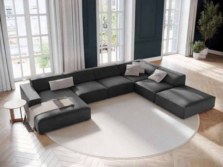 Jodie 7-Sitzer Panorama-Ecksofa, Rechte Seite, aus Samt (Blu14) in Grau, 364x262 cm – Bild 2