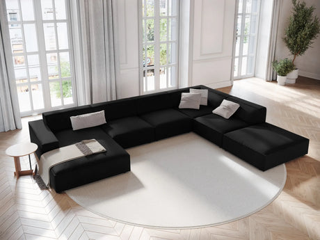Jodie 7-Sitzer Panorama-Ecksofa, Rechte Seite, aus Samt (Blu19) in Schwarz, 364x262 cm – Bild 2