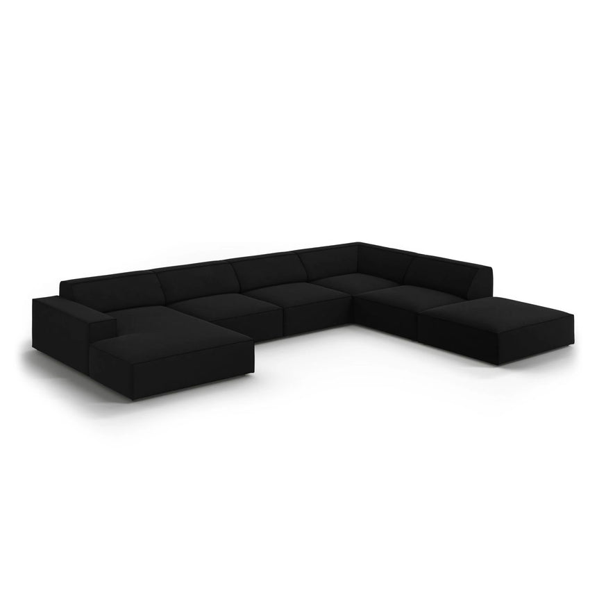 Jodie 7-Sitzer Panorama-Ecksofa, Rechte Seite, aus Samt (Blu19) in Schwarz, 364x262 cm – Bild 4