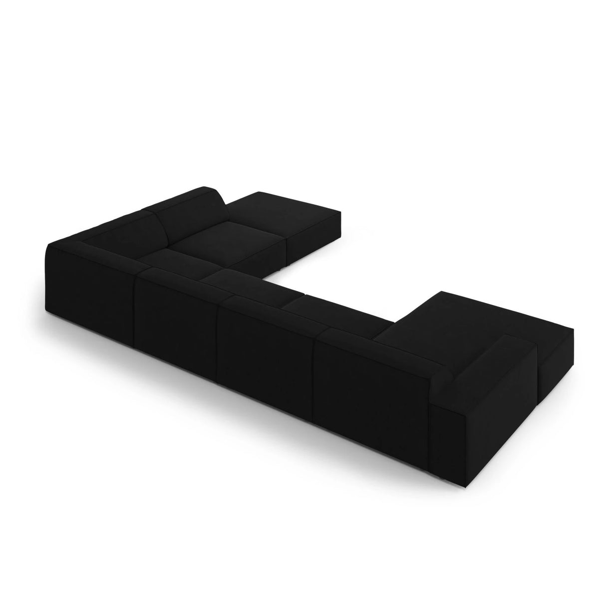 Jodie 7-Sitzer Panorama-Ecksofa, Rechte Seite, aus Samt (Blu19) in Schwarz, 364x262 cm – Bild 5
