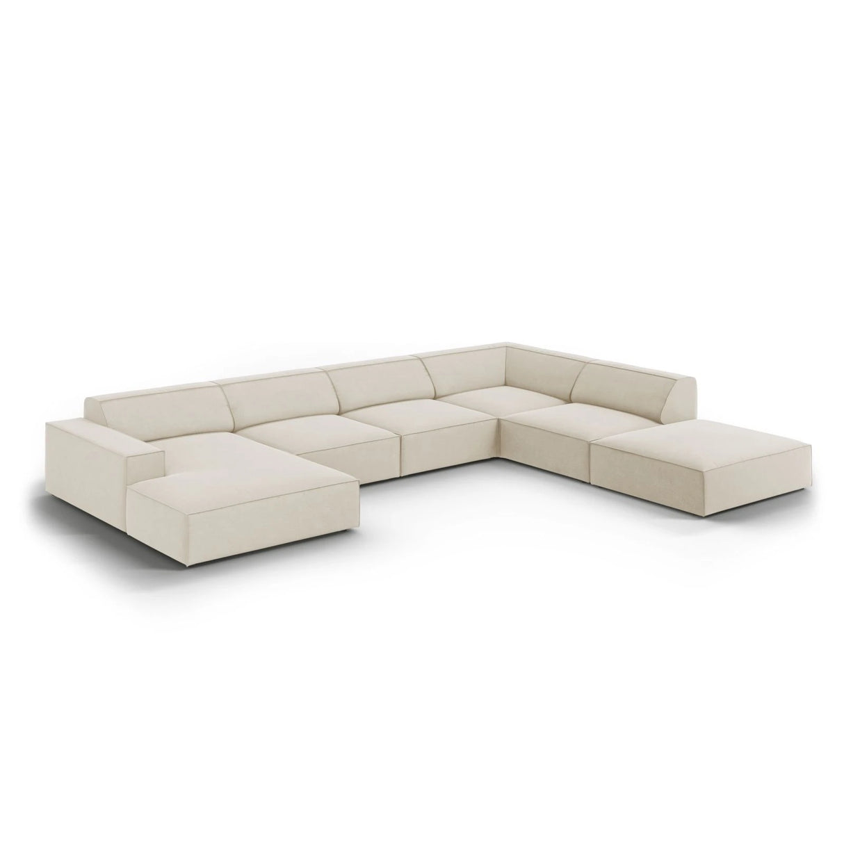 Jodie 7-Sitzer Panorama-Ecksofa, Rechte Seite, aus Samt (Blu30) in Dunkelbeige, 364x262 cm – Bild 4