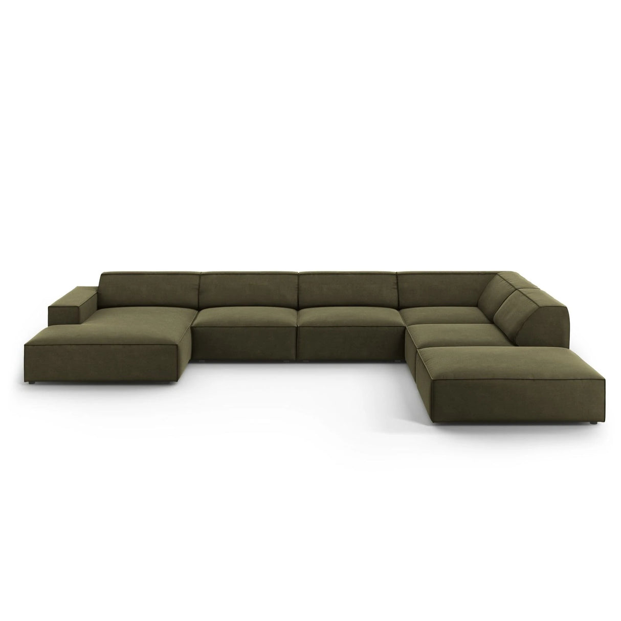 Jodie 7-Sitzer Panorama-Ecksofa, Rechte Seite, aus Samt (Blu77) in Grün, 364x262 cm – Bild 1