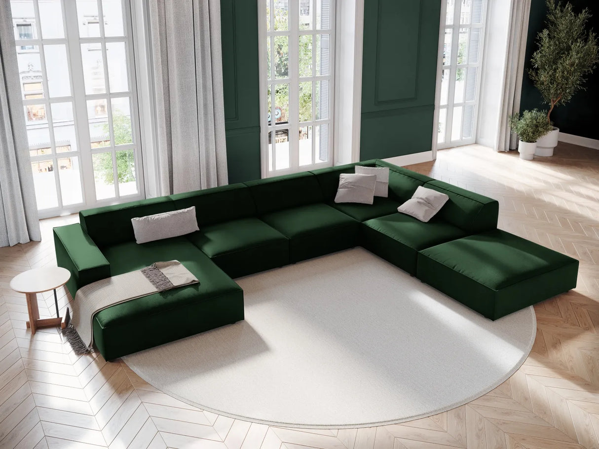 Jodie 7-Sitzer Panorama-Ecksofa, Rechte Seite, aus Samt (Blu78) in Flaschengrün, 364x262 cm – Bild 2