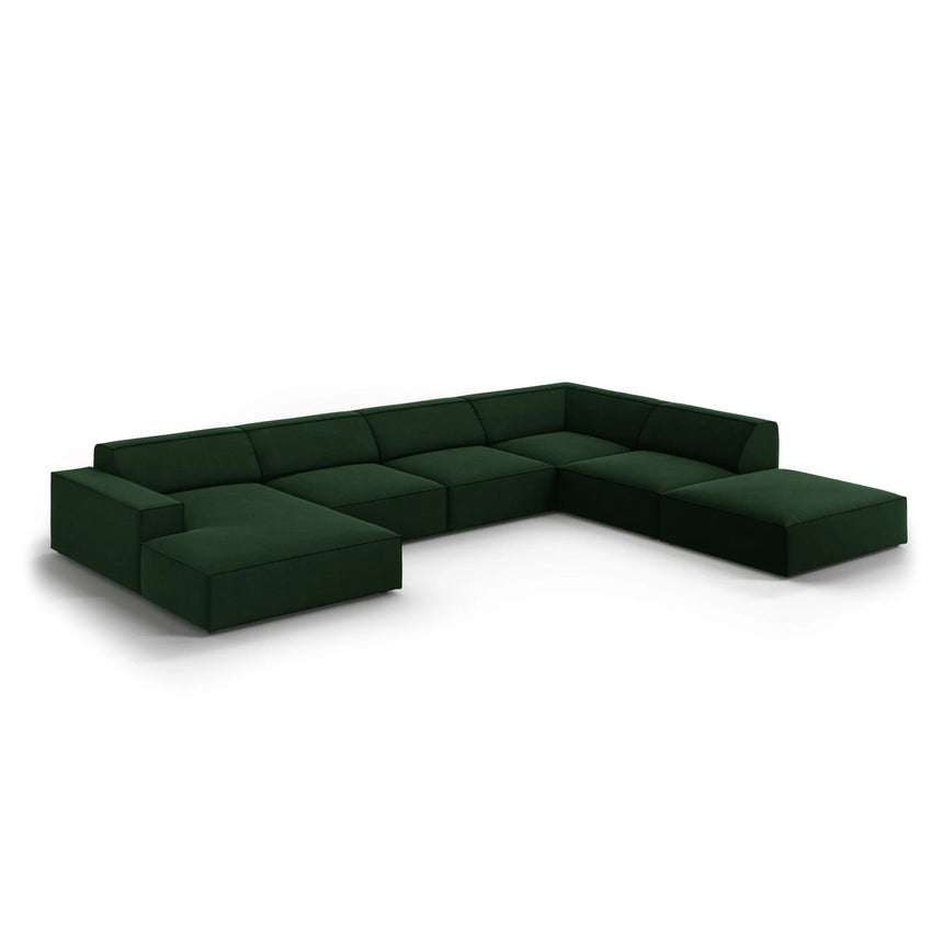 Jodie 7-Sitzer Panorama-Ecksofa, Rechte Seite, aus Samt (Blu78) in Flaschengrün, 364x262 cm – Bild 4