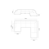 Jodie 7-Sitzer Panorama-Ecksofa, Rechte Seite, aus Samt oder Strukturstoff, 364x262 cm – Bild 3