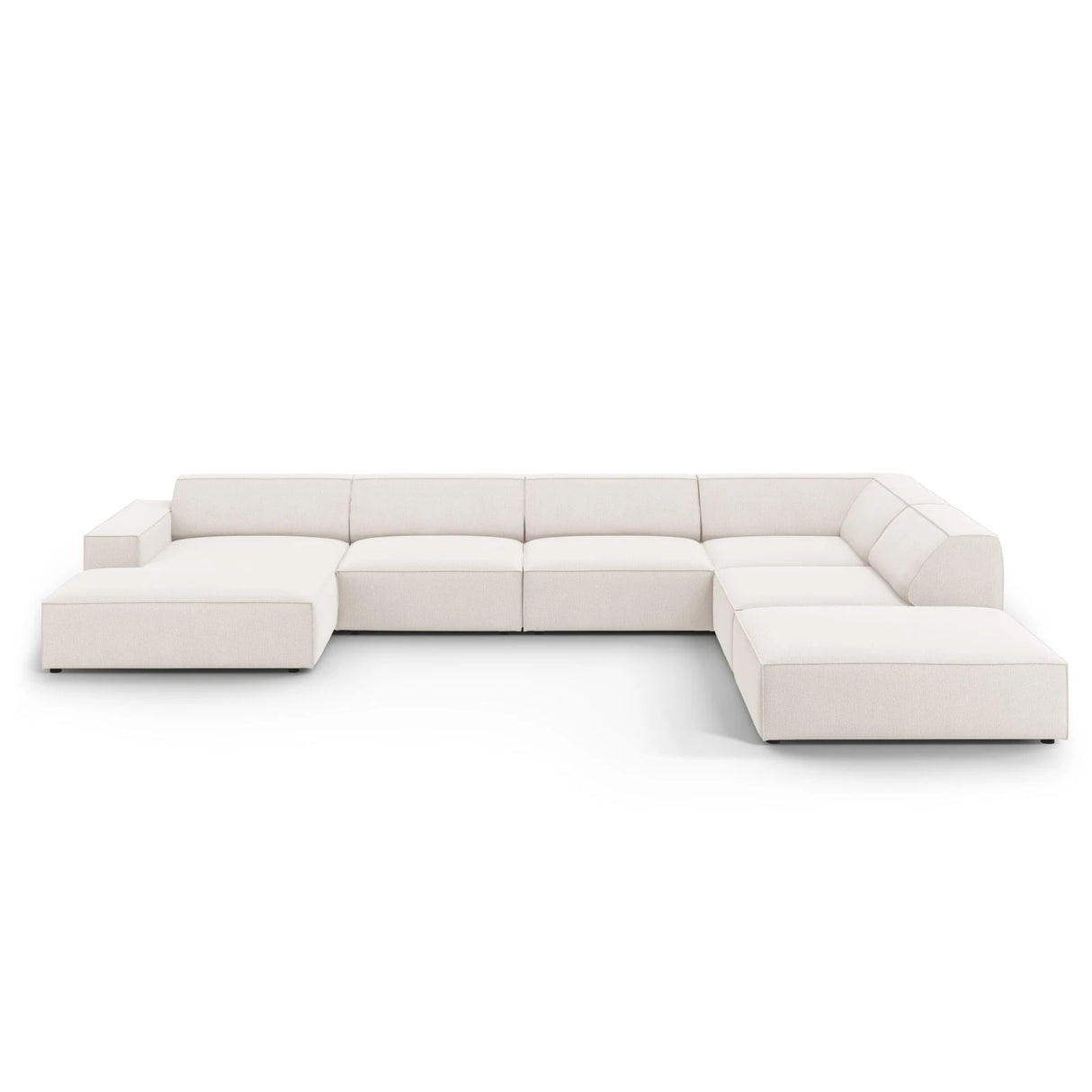 Jodie 7-Sitzer Panorama-Ecksofa, Rechte Seite, aus Strukturierter Stoff (Meg351) in Leichtes Beige, 364x262 cm – Bild 1