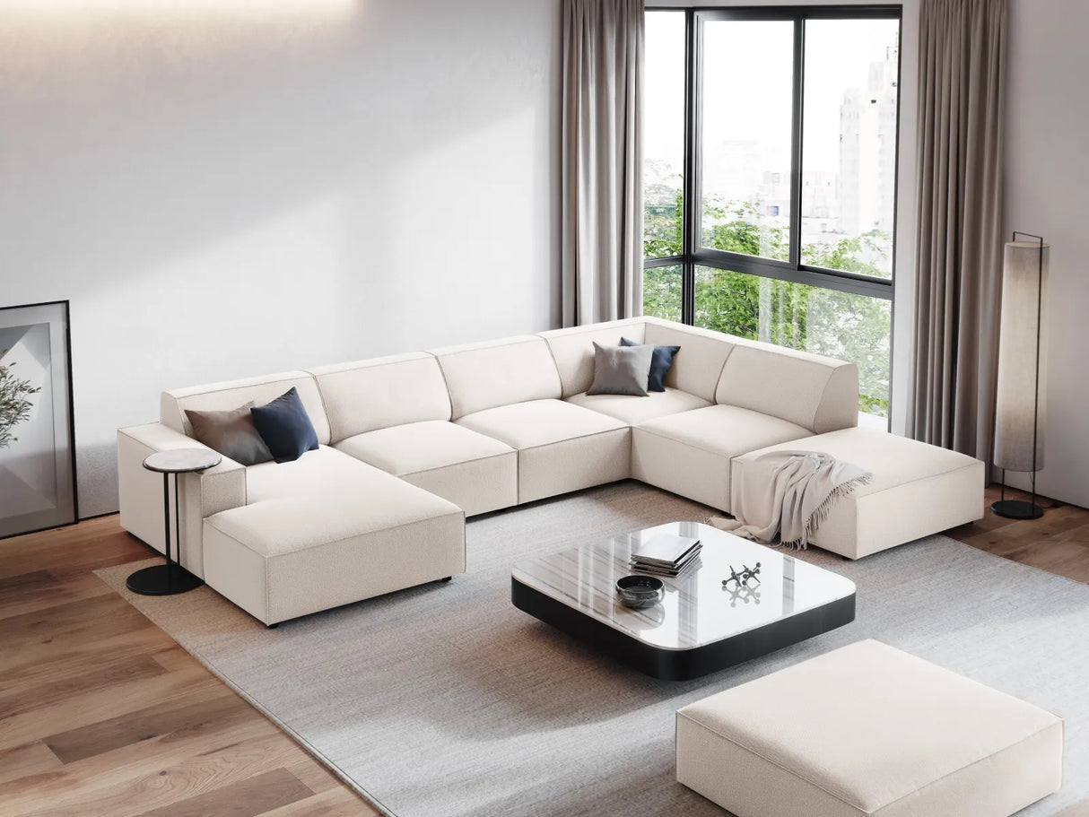 Jodie 7-Sitzer Panorama-Ecksofa, Rechte Seite, aus Strukturierter Stoff (Meg351) in Leichtes Beige, 364x262 cm – Bild 2