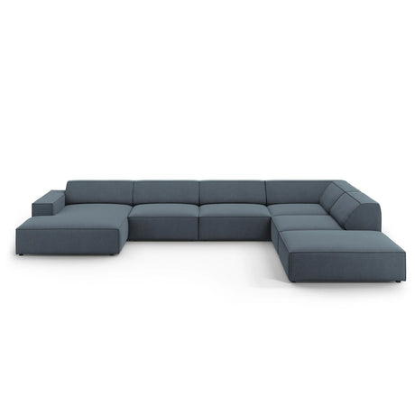 Jodie 7-Sitzer Panorama-Ecksofa, Rechte Seite, aus Strukturierter Stoff (Meg361) in Blau, 364x262 cm – Bild 1