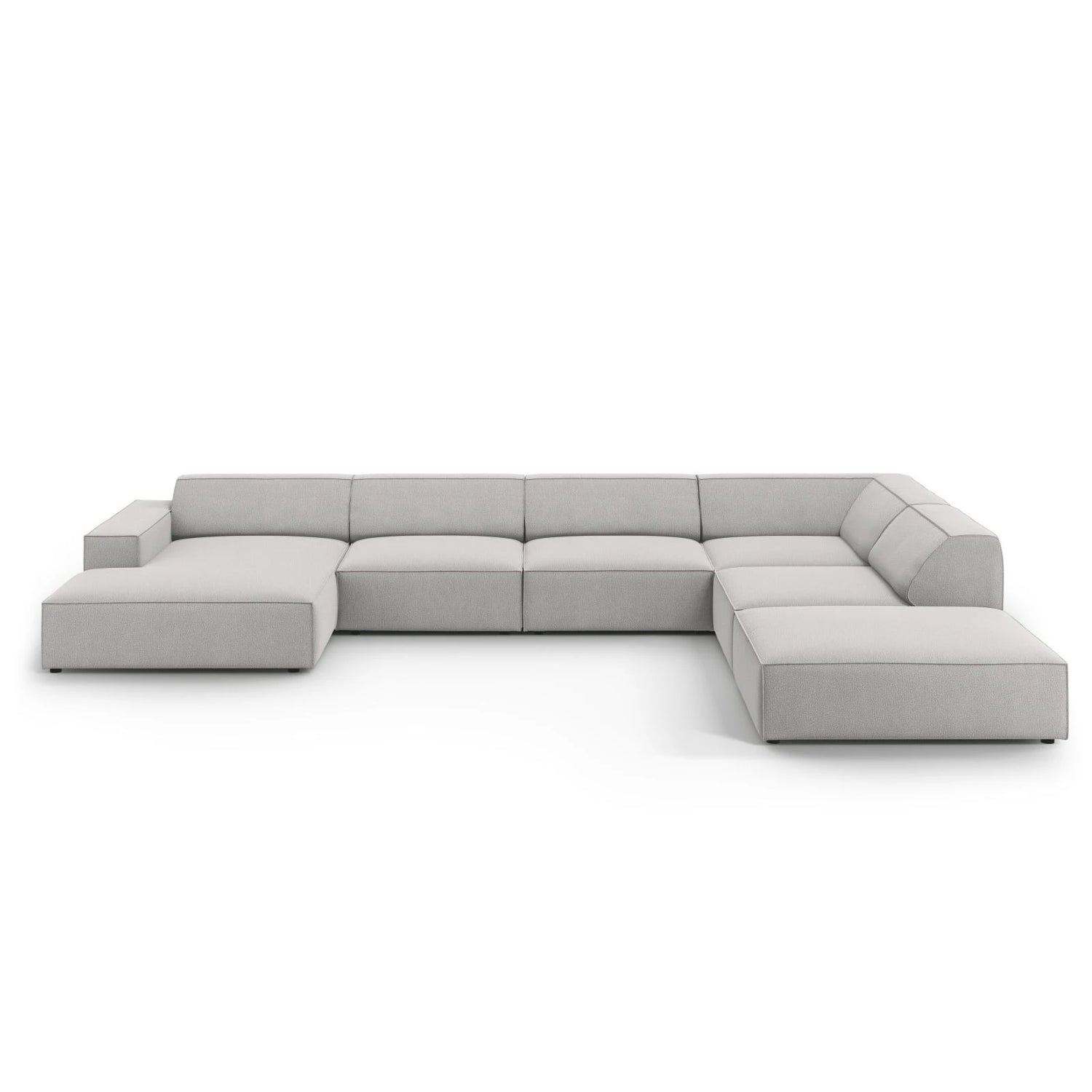 Jodie 7-Sitzer Panorama-Ecksofa, Rechte Seite, aus Strukturierter Stoff (Meg363) in Hellgrau, 364x262 cm – Bild 1