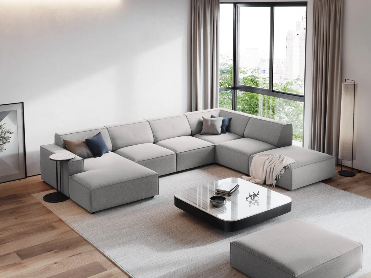Jodie 7-Sitzer Panorama-Ecksofa, Rechte Seite, aus Strukturierter Stoff (Meg363) in Hellgrau, 364x262 cm – Bild 2