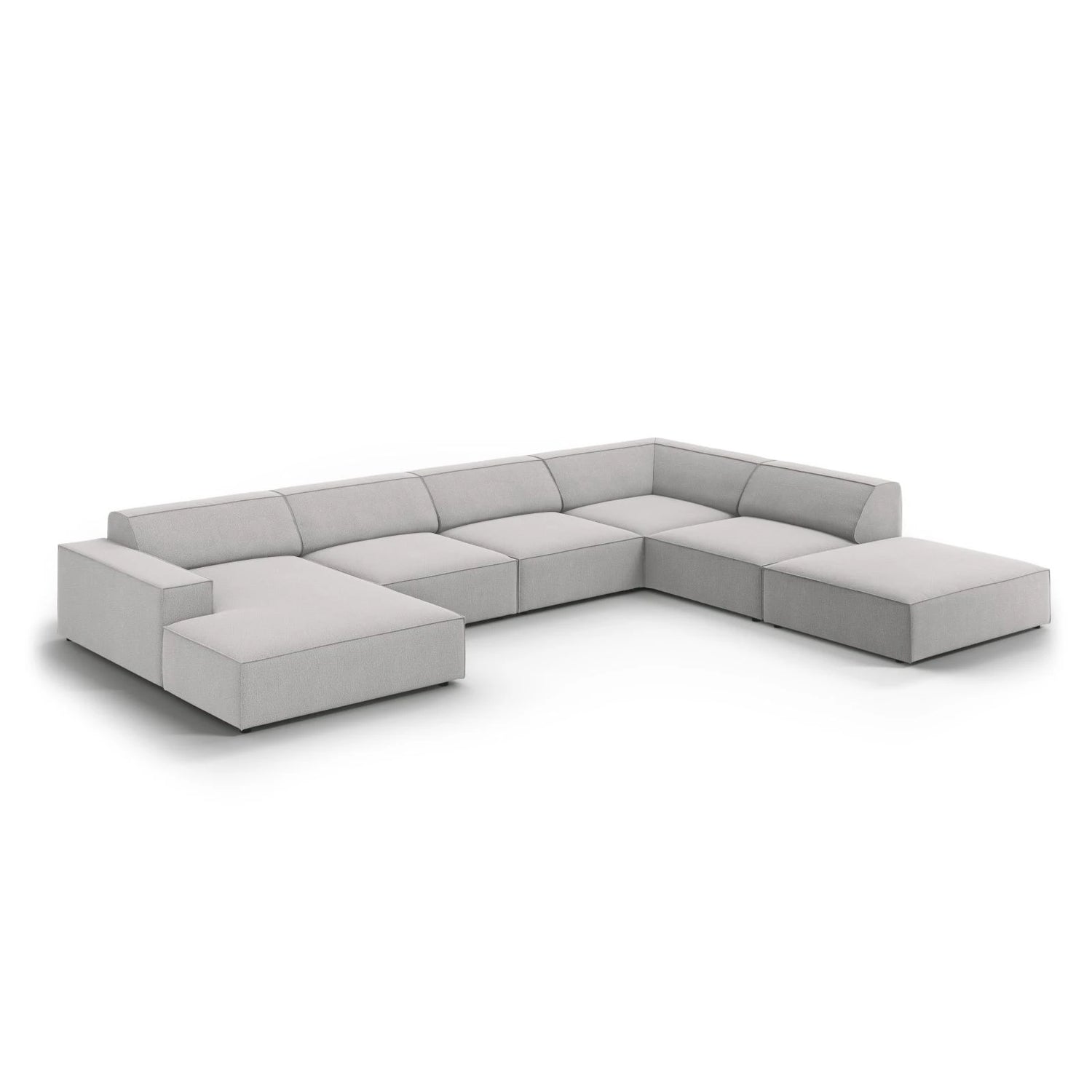 Jodie 7-Sitzer Panorama-Ecksofa, Rechte Seite, aus Strukturierter Stoff (Meg363) in Hellgrau, 364x262 cm – Bild 4
