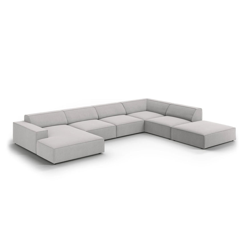Jodie 7-Sitzer Panorama-Ecksofa, Rechte Seite, aus Strukturierter Stoff (Meg363) in Hellgrau, 364x262 cm – Bild 4