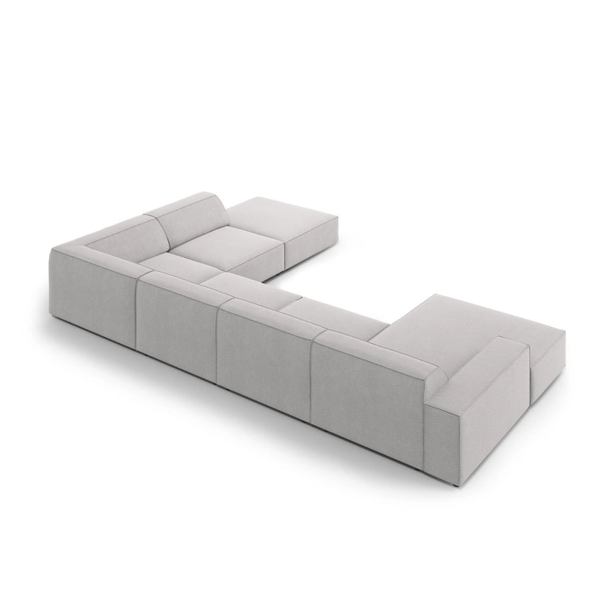 Jodie 7-Sitzer Panorama-Ecksofa, Rechte Seite, aus Strukturierter Stoff (Meg363) in Hellgrau, 364x262 cm – Bild 5