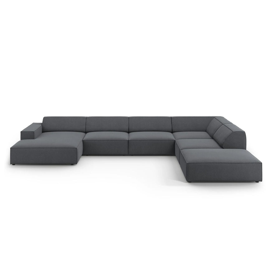 Jodie 7-Sitzer Panorama-Ecksofa, Rechte Seite, aus Strukturierter Stoff (Meg367) in Dunkelgrau, 364x262 cm – Bild 1