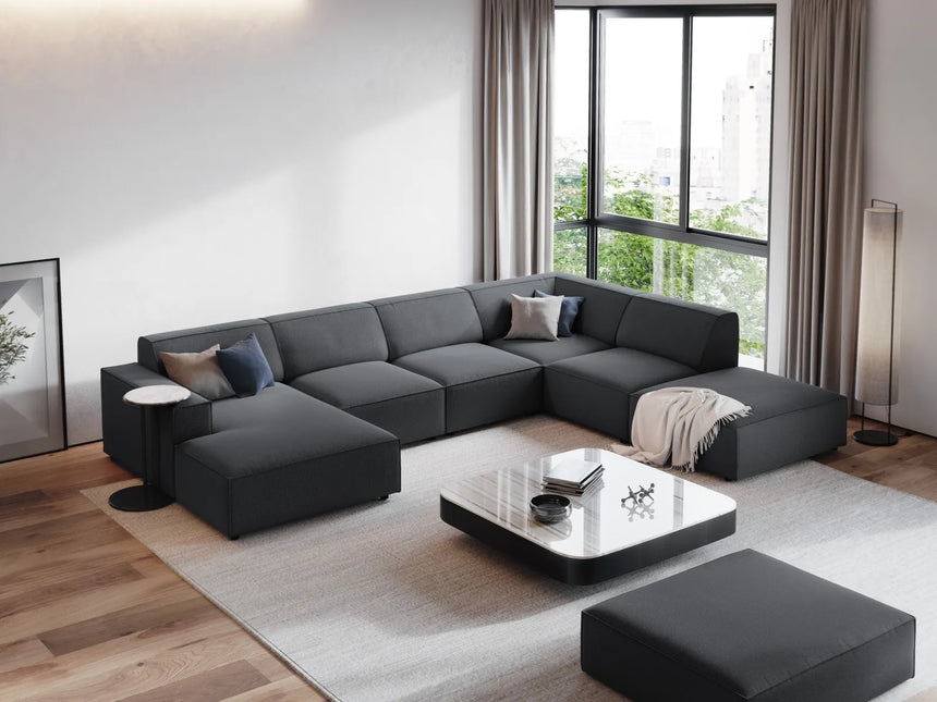Jodie 7-Sitzer Panorama-Ecksofa, Rechte Seite, aus Strukturierter Stoff (Meg367) in Dunkelgrau, 364x262 cm – Bild 2