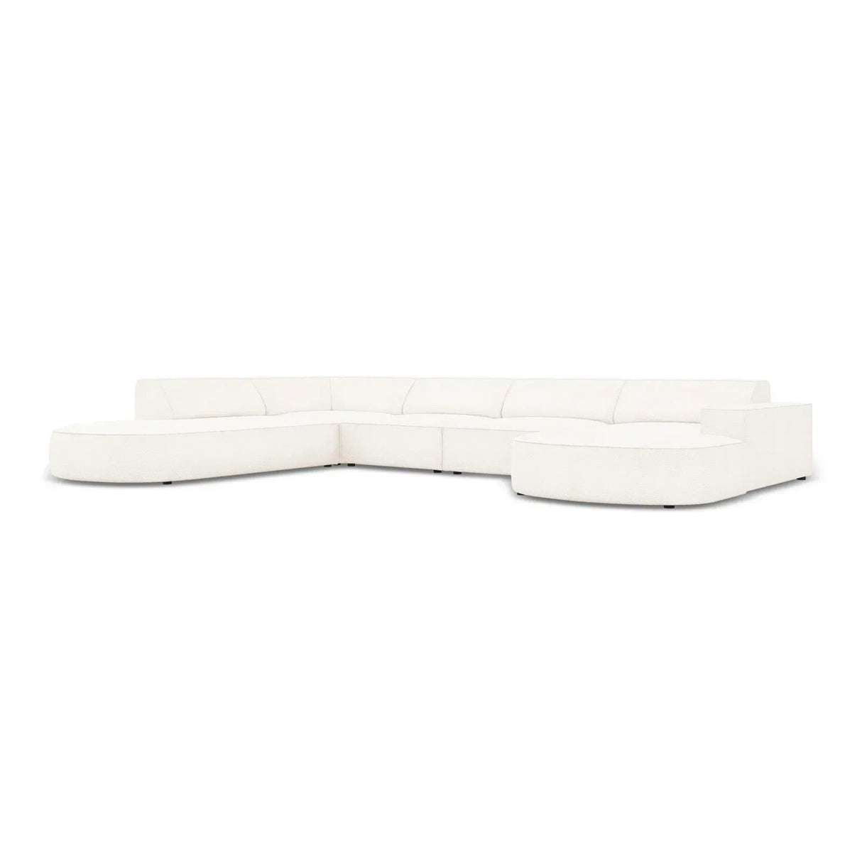Jodie 7-Sitzer Panorama-Sofa Links aus Samt, Strukturstoff oder Bouclé, 364 cm - ZEN ZONE Furniture