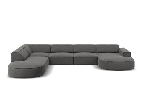 Jodie 7-Sitzer Panorama-Sofa Links 364 cm aus Samt (Blu13) in Hellgrau – Bild 1
