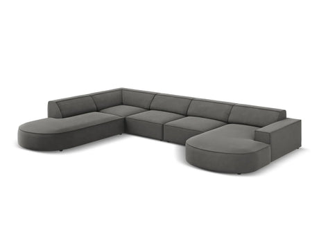 Jodie 7-Sitzer Panorama-Sofa Links 364 cm aus Samt (Blu13) in Hellgrau – Bild 2