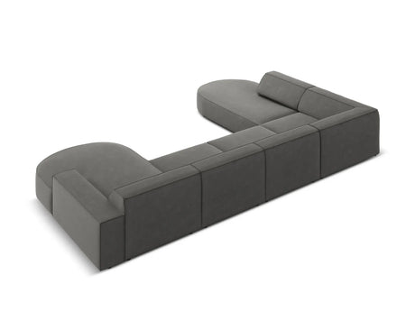 Jodie 7-Sitzer Panorama-Sofa Links 364 cm aus Samt (Blu13) in Hellgrau – Bild 3