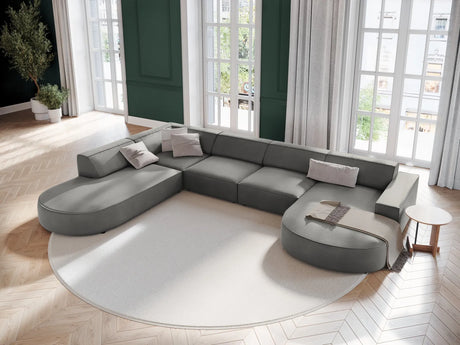 Jodie 7-Sitzer Panorama-Sofa Links 364 cm aus Samt (Blu13) in Hellgrau – Bild 5