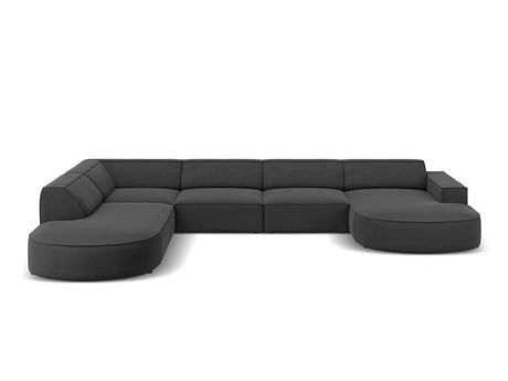 Jodie 7-Sitzer Panorama-Sofa Links 364 cm aus Samt (Blu14) in Grau – Bild 1