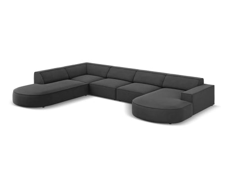 Jodie 7-Sitzer Panorama-Sofa Links 364 cm aus Samt (Blu14) in Grau – Bild 2