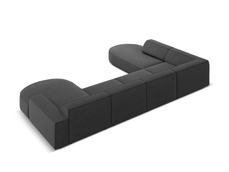 Jodie 7-Sitzer Panorama-Sofa Links 364 cm aus Samt (Blu14) in Grau – Bild 3