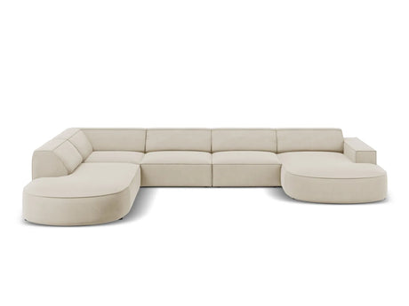 Jodie 7-Sitzer Panorama-Sofa Links 364 cm aus Samt (Blu30) in Dunkelbeige – Bild 2