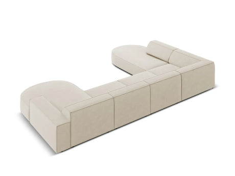 Jodie 7-Sitzer Panorama-Sofa Links 364 cm aus Samt (Blu30) in Dunkelbeige – Bild 4