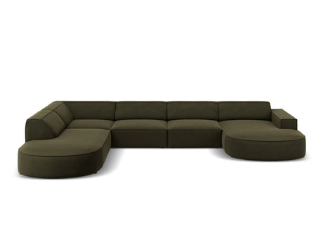 Jodie 7-Sitzer Panorama-Sofa Links 364 cm aus Samt (Blu77) in Grün – Bild 1
