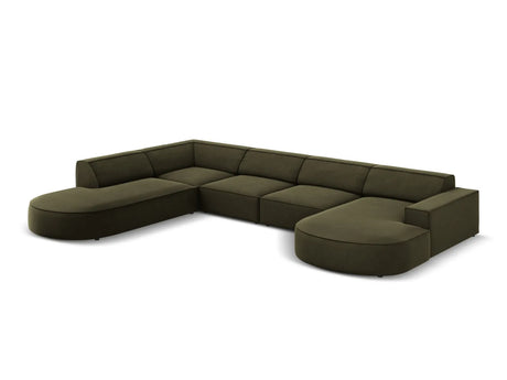 Jodie 7-Sitzer Panorama-Sofa Links 364 cm aus Samt (Blu77) in Grün – Bild 2