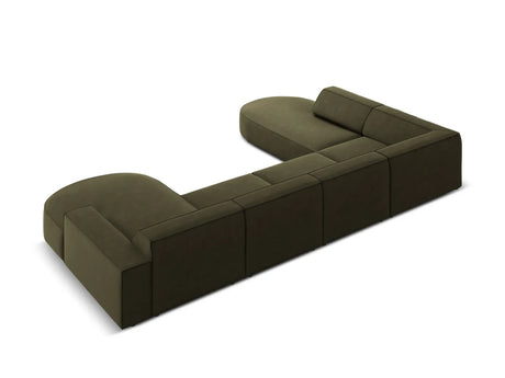Jodie 7-Sitzer Panorama-Sofa Links 364 cm aus Samt (Blu77) in Grün – Bild 3