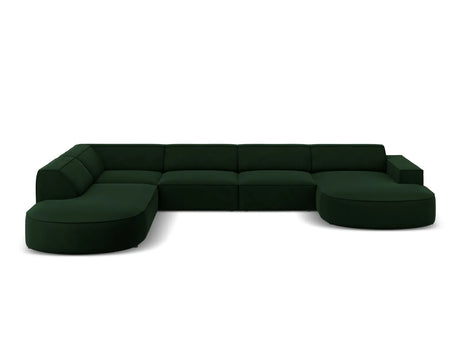 Jodie 7-Sitzer Panorama-Sofa Links 364 cm aus Samt (Blu78) in Flaschengrün – Bild 1