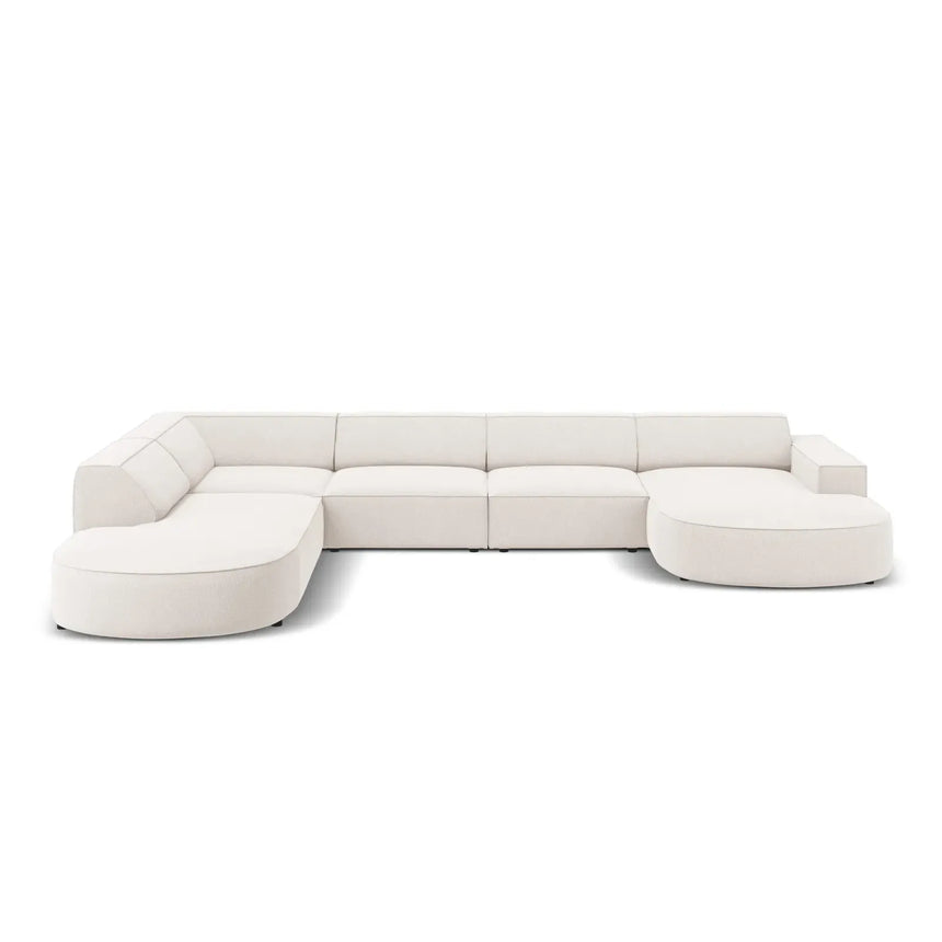 Jodie 7-Sitzer Panorama-Sofa Links aus Samt, Strukturstoff oder Bouclé, 364 cm - ZEN ZONE Furniture