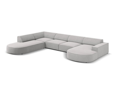 Jodie 7-Sitzer Panorama-Sofa Links 364 cm aus Strukturierter Stoff (Meg363) in Hellgrau – Bild 1