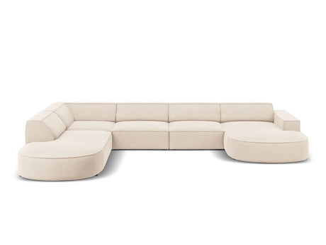 Jodie 7-Sitzer Panorama-Sofa Links aus Samt, Strukturstoff oder Bouclé, 364 cm – Bild 1